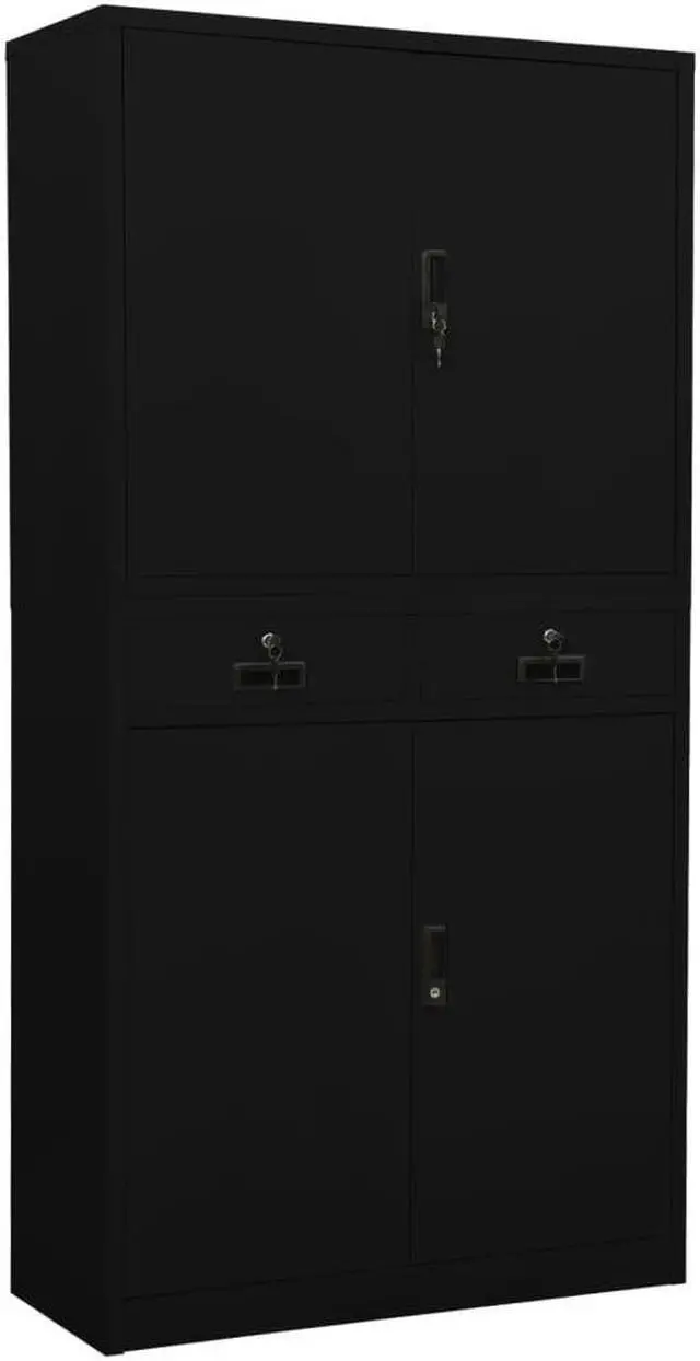 Main image of vidaXL Office Cabinet Storage Cabinet Home Office Display Cabinet Black Steel