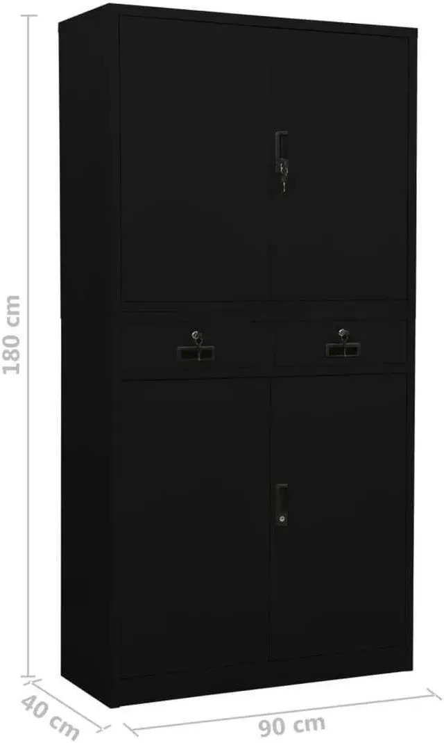 Alt view image 3 of 6 - vidaXL Office Cabinet Storage Cabinet Home Office Display Cabinet Black Steel