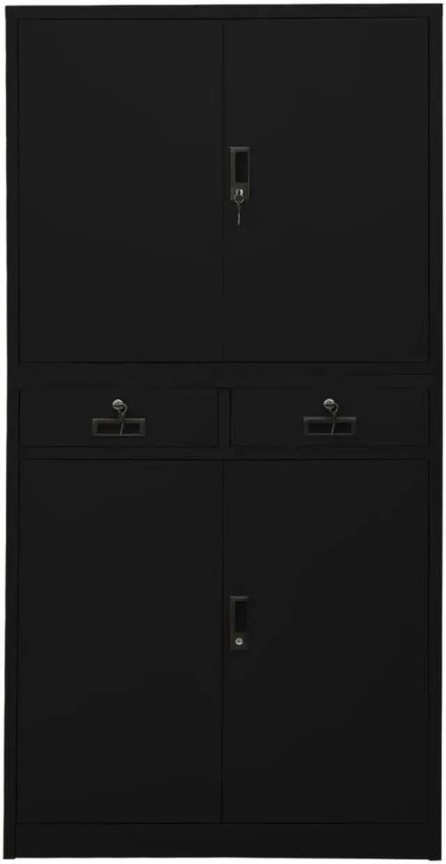 Alt view image 2 of 6 - vidaXL Office Cabinet Storage Cabinet Home Office Display Cabinet Black Steel