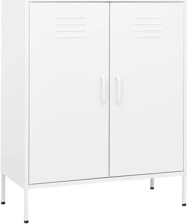 Alt view image 10 of 15 - vidaXL Storage Cabinet White 31.5"x13.8"x40" Steel