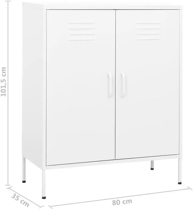 Alt view image 12 of 15 - vidaXL Storage Cabinet White 31.5"x13.8"x40" Steel
