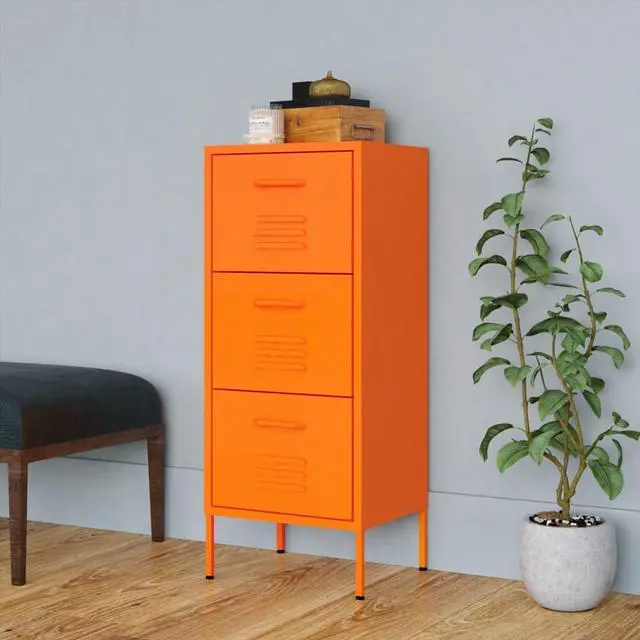 Alt view image 12 of 18 - vidaXL Storage Cabinet Orange 16.7"x13.8"x40" Steel