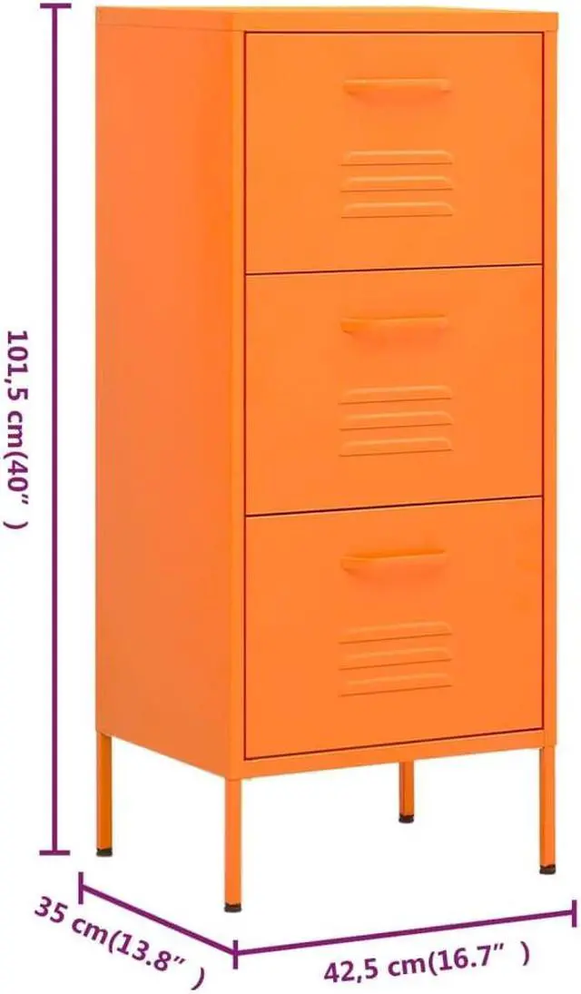 Alt view image 15 of 18 - vidaXL Storage Cabinet Orange 16.7"x13.8"x40" Steel