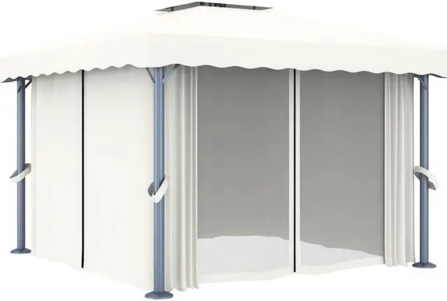 Alt view image 2 of 4 - vidaXL Gazebo Canopy Tent Patio Pavilion with Curtains Cream White Aluminum