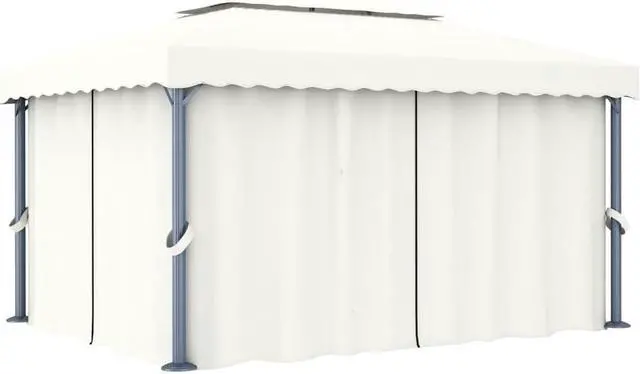 Main image of vidaXL Gazebo Canopy Tent Patio Pavilion with Curtains Cream White Aluminum