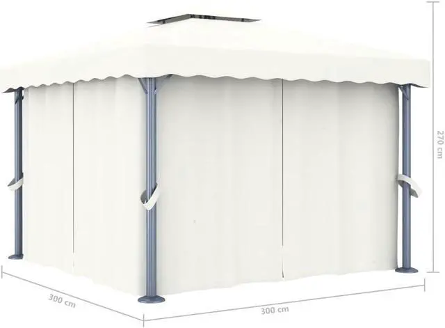 Alt view image 4 of 4 - vidaXL Gazebo Canopy Tent Patio Pavilion with Curtains Cream White Aluminum