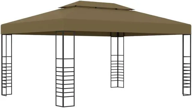 Alt view image 6 of 7 - vidaXL Gazebo Pavilion Canopy Tent with Double Roof for Garden Taupe 0.6 oz/ftÂ²