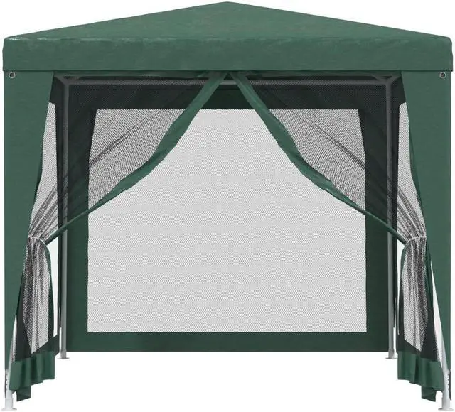 Alt view image 3 of 6 - vidaXL Gazebo Outdoor Party Tent with 4 Mesh Sidewalls Green 8.2'x8.2'HDPE