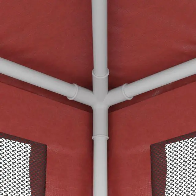 Alt view image 5 of 6 - vidaXL Gazebo Party Tent Canopy Shelter with 4 Mesh Sidewalls Red 9.8'x13.1'HDPE