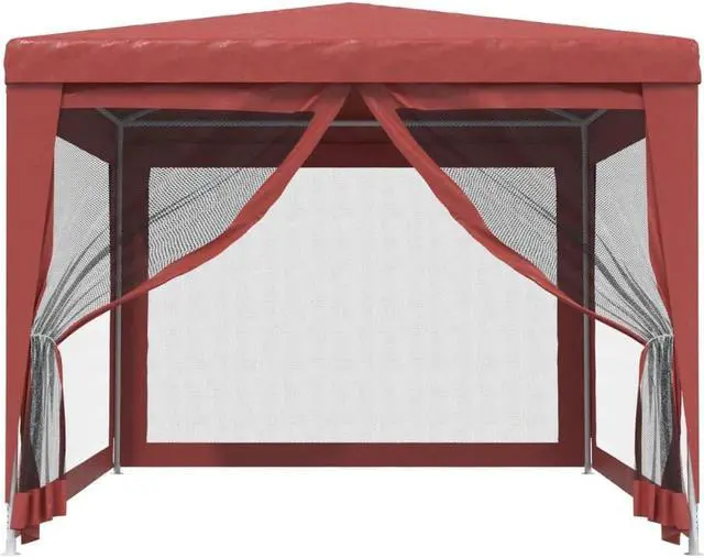 Alt view image 3 of 6 - vidaXL Gazebo Party Tent Canopy Shelter with 4 Mesh Sidewalls Red 9.8'x13.1'HDPE
