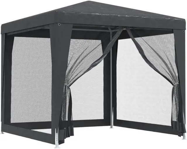 Alt view image 2 of 6 - vidaXL Gazebo Outdoor Party Tent with 4 Mesh Sidewalls Anthracite 8.2'x8.2'HDPE