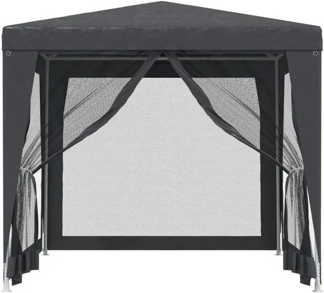 Alt view image 3 of 6 - vidaXL Gazebo Outdoor Party Tent with 4 Mesh Sidewalls Anthracite 8.2'x8.2'HDPE