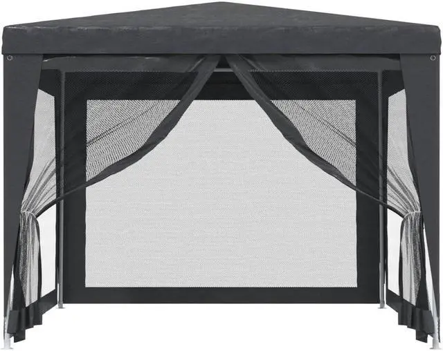Alt view image 3 of 6 - vidaXL Gazebo Outdoor Party Tent with 4 Mesh Sidewalls Anthracite 9.8'x9.8'HDPE
