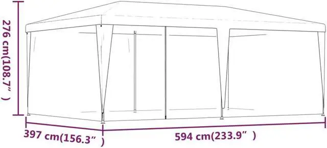 Alt view image 6 of 6 - vidaXL Gazebo Outdoor Party Tent with 6 Mesh Sidewalls Blue 19.7'x13.1'HDPE