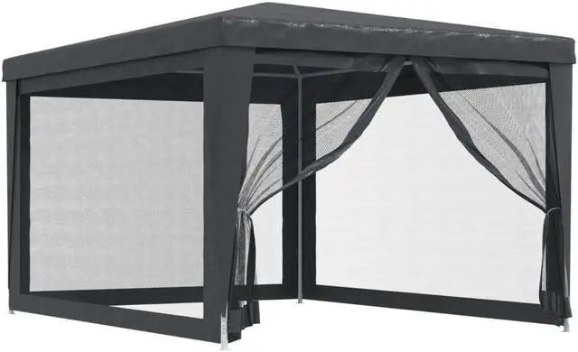 Alt view image 2 of 6 - vidaXL Gazebo Outdoor Party Tent with 4 Mesh Sidewalls Anthracite 9.8'x13.1'HDPE
