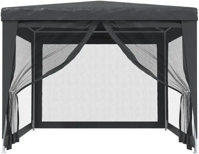 Alt view image 3 of 6 - vidaXL Gazebo Outdoor Party Tent with 4 Mesh Sidewalls Anthracite 9.8'x13.1'HDPE