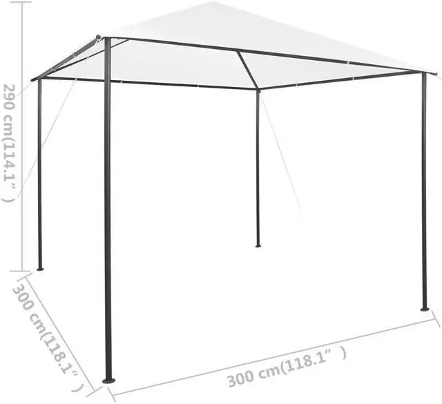 Alt view image 13 of 15 - vidaXL Gazebo 118.1"x118.1"x106.3" White 180 g/m?