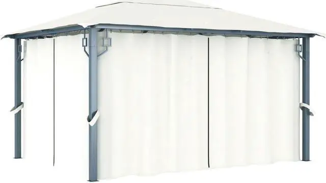 Main image of vidaXL Gazebo Canopy Tent Pavilion Party Sunshade with Curtains Cream Aluminum
