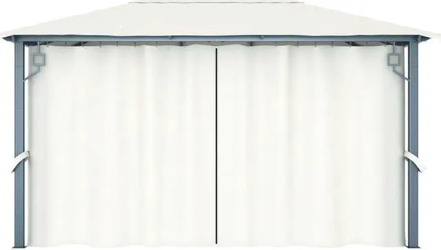 Alt view image 4 of 5 - vidaXL Gazebo Canopy Tent Pavilion Party Sunshade with Curtains Cream Aluminum