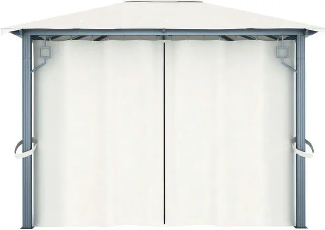 Alt view image 5 of 5 - vidaXL Gazebo Canopy Tent Pavilion Party Sunshade with Curtains Cream Aluminum