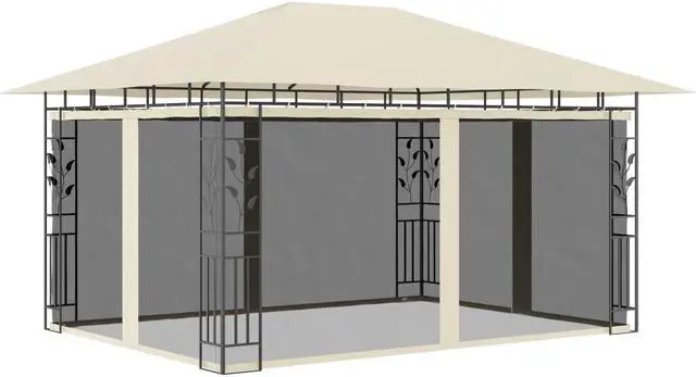 Alt view image 7 of 7 - vidaXL Gazebo Outdoor Canopy Party Tent Patio Pavilion with Mosquito Net Cream