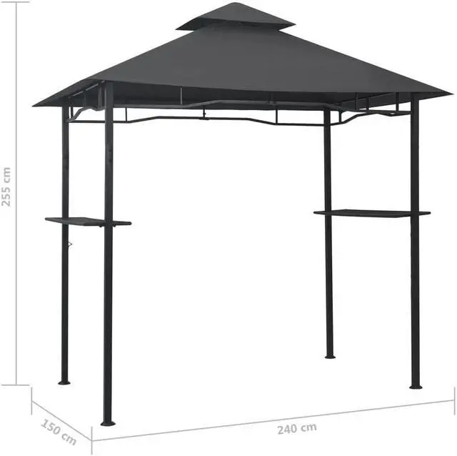 Alt view image 16 of 16 - vidaXL BBQ Gazebo 7.9'x4.9'x8.4' Anthracite Steel