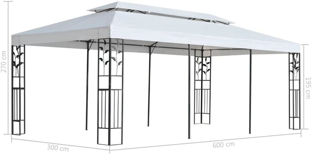 Alt view image 10 of 10 - vidaXL Gazebo 9.8'x19.7' White