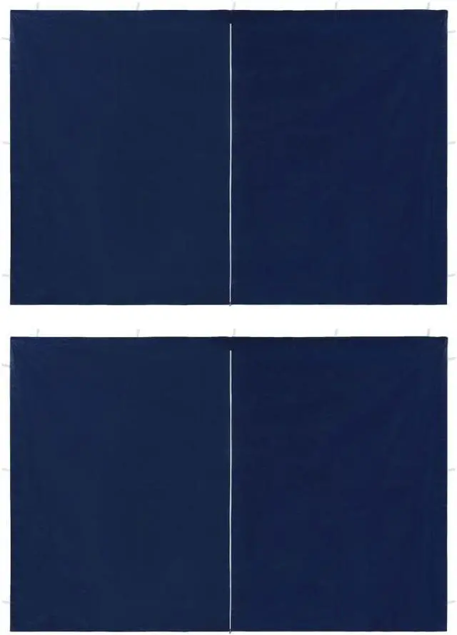 Alt view image 7 of 8 - vidaXL Party Tent Sidewall 2 Pcs Patio Canopy Sidewall with Zipper PE Blue