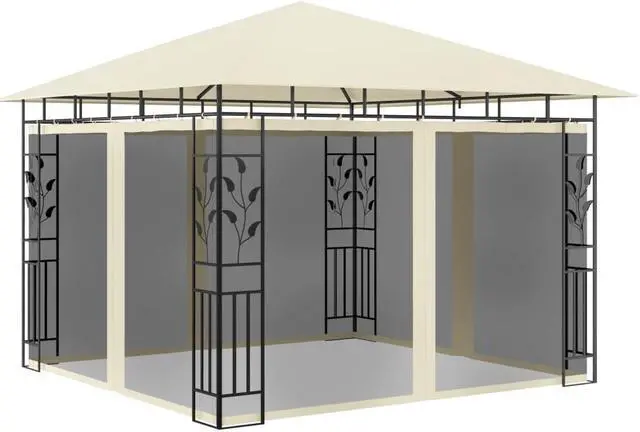Alt view image 7 of 7 - vidaXL Gazebo Outdoor Canopy Party Tent Patio Pavilion with Mosquito Net Cream