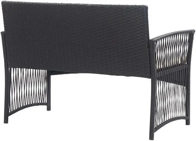Alt view image 12 of 13 - vidaXL 4 Piece Garden Lounge Set with Cushion Poly Rattan Black