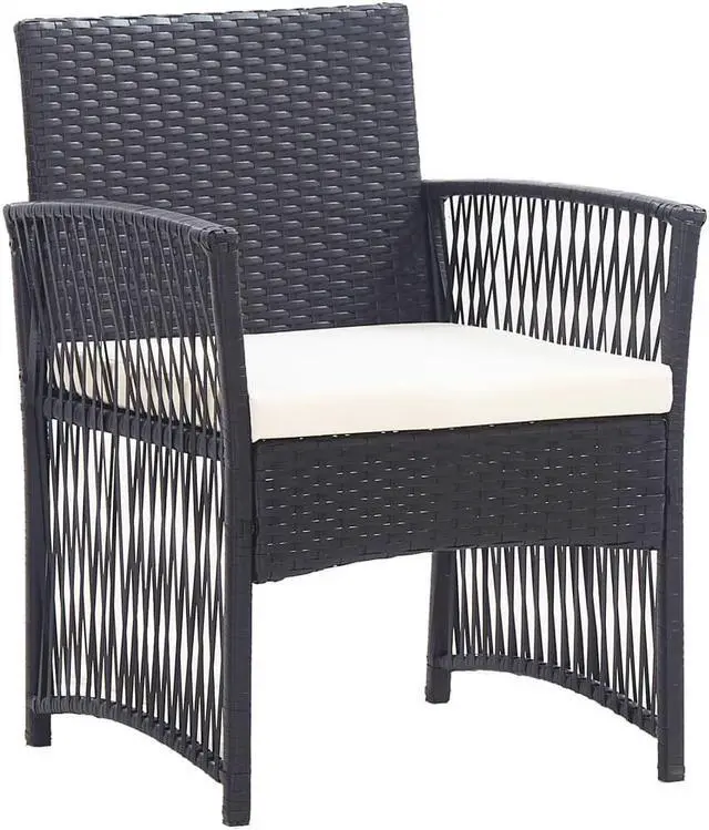 Alt view image 13 of 13 - vidaXL 4 Piece Garden Lounge Set with Cushion Poly Rattan Black