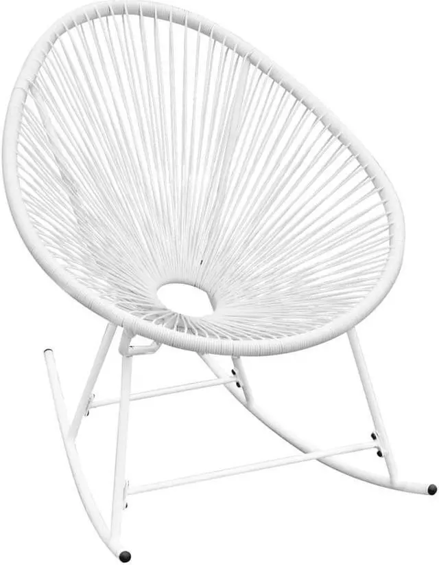 Alt view image 19 of 20 - vidaXL Rocking Chair All Weather Resistant Patio Rocker Chair White Poly Rattan