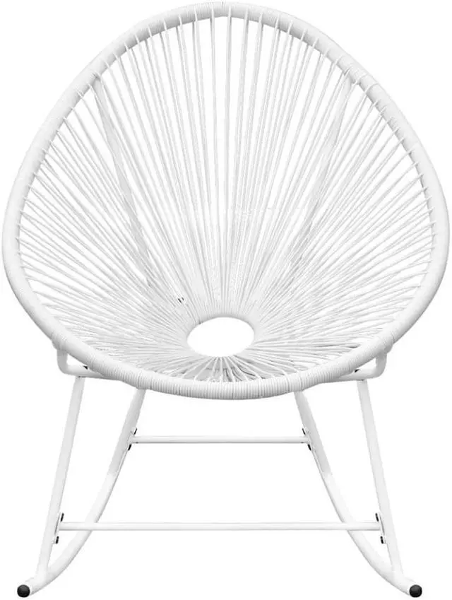 Alt view image 20 of 20 - vidaXL Rocking Chair All Weather Resistant Patio Rocker Chair White Poly Rattan