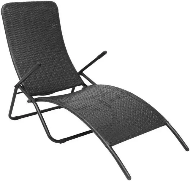 Alt view image 14 of 14 - vidaXL Patio Lounge Chair Outdoor Chaise Lounge Chair Sunbed Poly Rattan Black