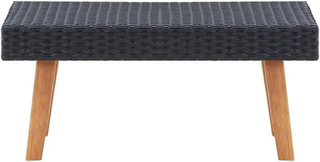 Alt view image 10 of 10 - vidaXL Patio Coffee Table Side Table Solid Eucalyptus Wood PE Rattan Black