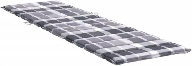 Alt view image 3 of 6 - vidaXL Patio Cushion Sun Lounger Chair Cushion Gray Check Pattern Oxford Fabric
