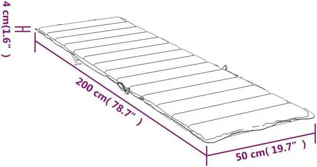 Alt view image 4 of 6 - vidaXL Patio Cushion Sun Lounger Chair Cushion Blue&White Stripe Oxford Fabric