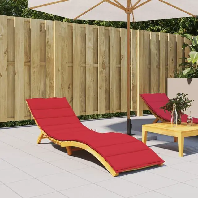 Alt view image 11 of 16 - vidaXL Sun Lounger Cushion Red 78.7"x23.6"x1.2" Fabric