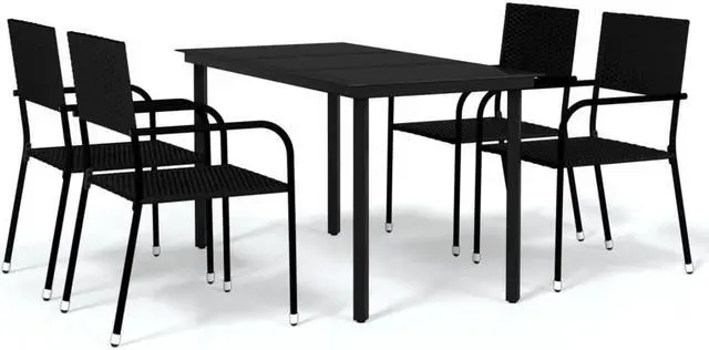 Alt view image 2 of 6 - vidaXL Patio Dining Set 5 Piece Black Garden Outdoor Table and Chair Furniture