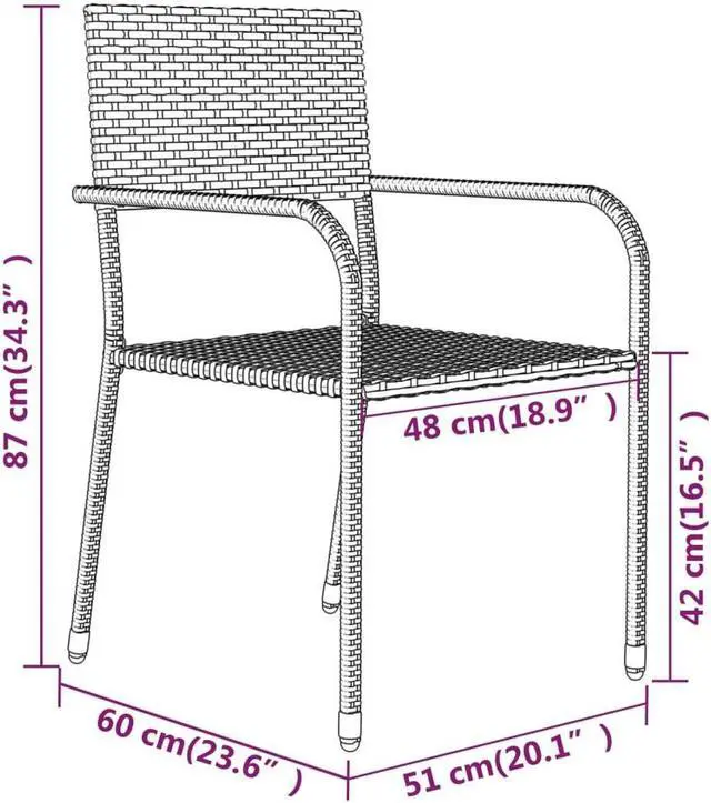 Alt view image 4 of 6 - vidaXL Patio Dining Set 5 Piece Black Garden Outdoor Table and Chair Furniture