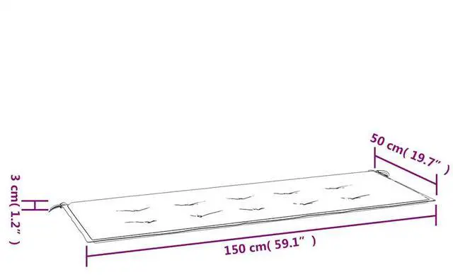 Alt view image 4 of 7 - vidaXL Bench Cushion Water Repellent Garden Cushion Anthracite Oxford Fabric