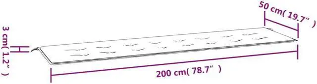 Alt view image 13 of 13 - vidaXL Garden Bench Cushion Black 200x50x4 cm Oxford Fabric