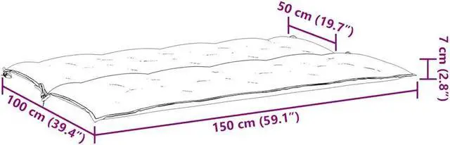 Alt view image 4 of 7 - vidaXL Indoor/Outdoor Bench Cushions 2 pcs, Patio Loveseat Cushions, Porch Swing Seat Cushions, Non-slip, Water-Repellent, Breathable, Resilient, Cream White 59.1"x19.7"x2.8" Oxford Fabric