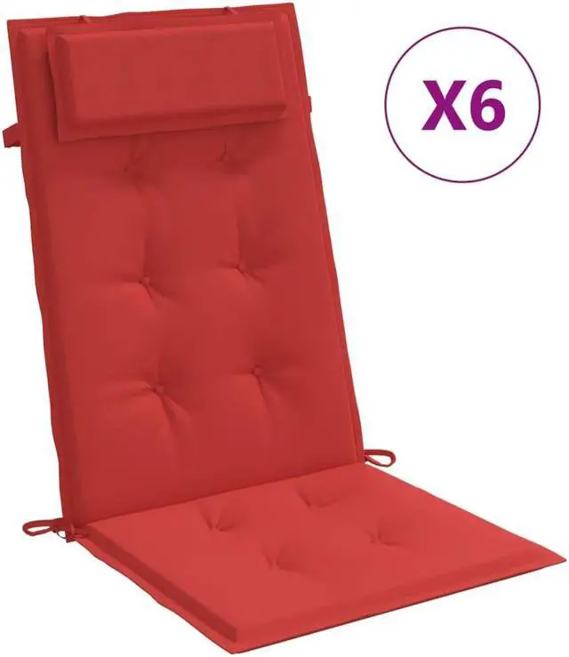 Alt view image 2 of 7 - vidaXL Chair Cushion 6 Pcs Backrest Pillow Patio Cushion Red Oxford Fabric