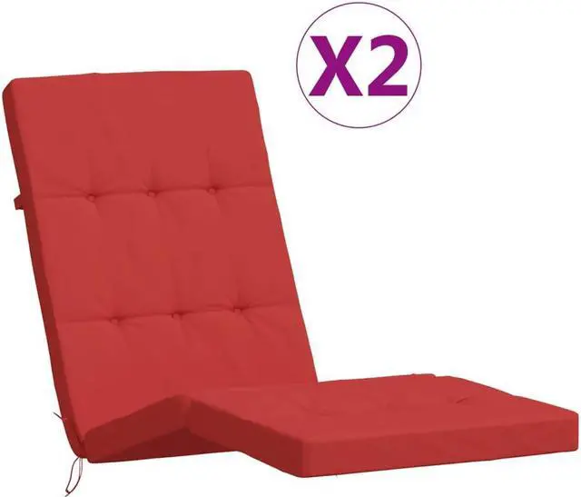 Alt view image 2 of 6 - vidaXL Chair Cushion 2 Pcs Water Repellent Outdoor Cushion Red Oxford Fabric