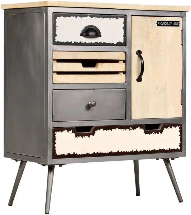 Alt view image 5 of 19 - vidaXL Sideboard Buffet Console Cabinet for Kitchen Solid Wood Mango and Steel