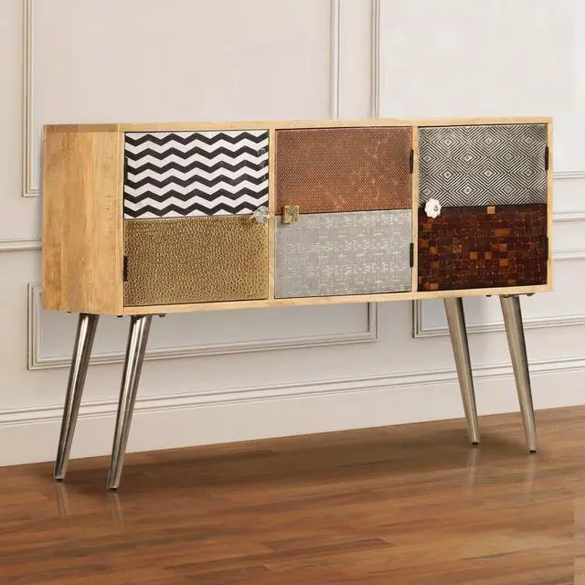 Alt view image 15 of 15 - vidaXL Sideboard Bar Buffet Console Cabinet with Compartments Solid Wood Mango