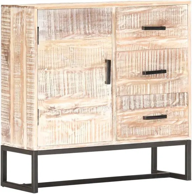 Alt view image 11 of 11 - vidaXL Sideboard Buffet Cabinet Side Table with Drawers White Solid Wood Acacia