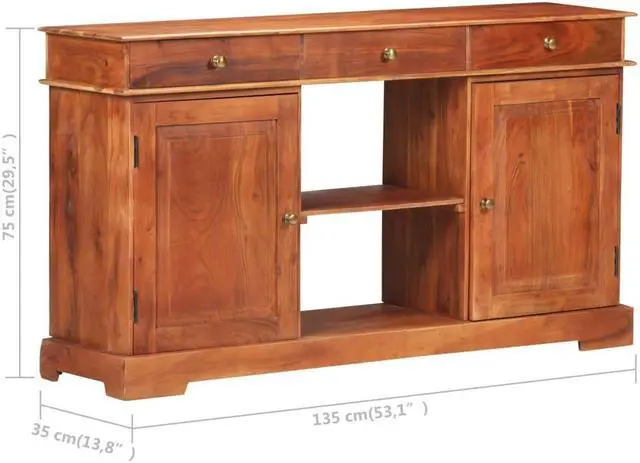 Alt view image 6 of 7 - vidaXL Sideboard Buffet Cabinet with Drawers for Living Room Solid Wood Acacia