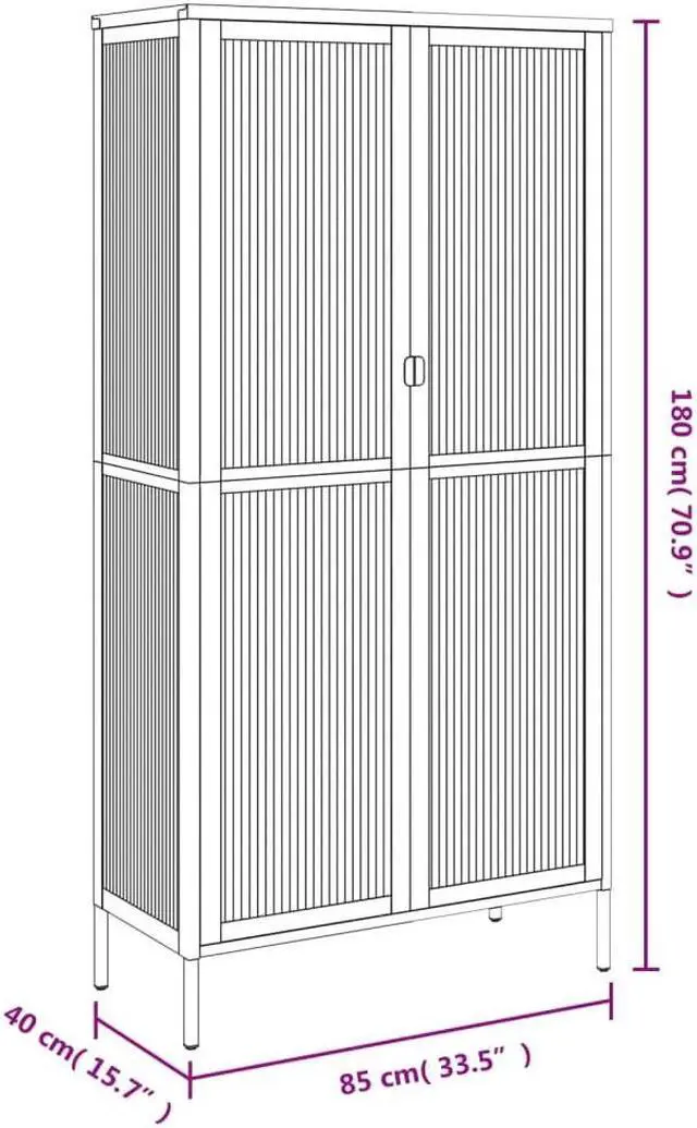 Alt view image 4 of 6 - vidaXL Sideboard Buffet Display Cabinet with 2 Doors Black Glass and Steel